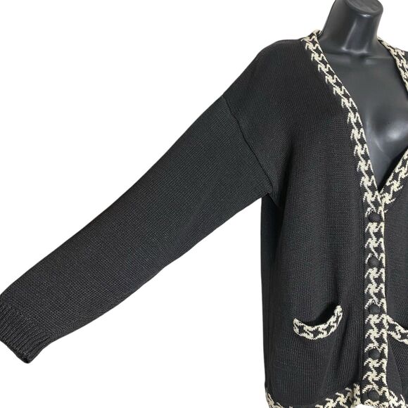 Vtg Talbots Cardigan Sweater Womens M Black Academia V-Neck Cozy Slouchy Preppy - Picture 7 of 10